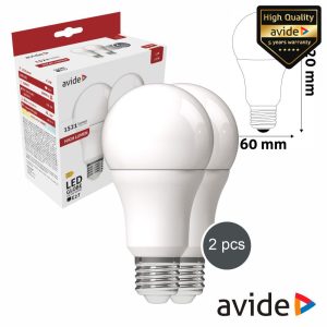 Conjunto 2x Lâmpadas LED E27 Globo A60 13W 230V 3000K 1521lm - (ABG27WW-13W-APTP)