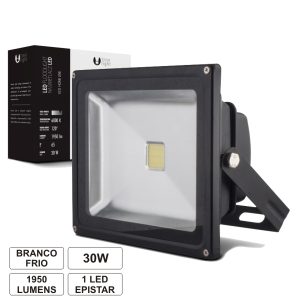 Foco Led 30w 100-265v Branco Frio 1950lm Ip65 Eco Preto - (FPLE30CW-P(F))