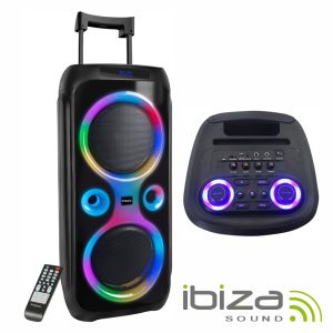 Coluna Amplificada 2x10" USB/SD/AUX/BT LED TWS IBIZA - (INFINITY)