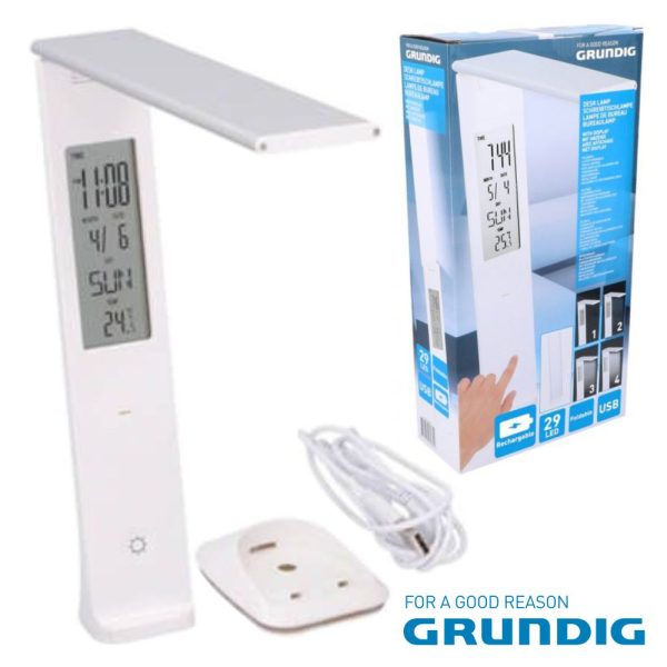 Candeeiro de Secretária LED 9W Calendário Bateria GRUNDIG - (06982)