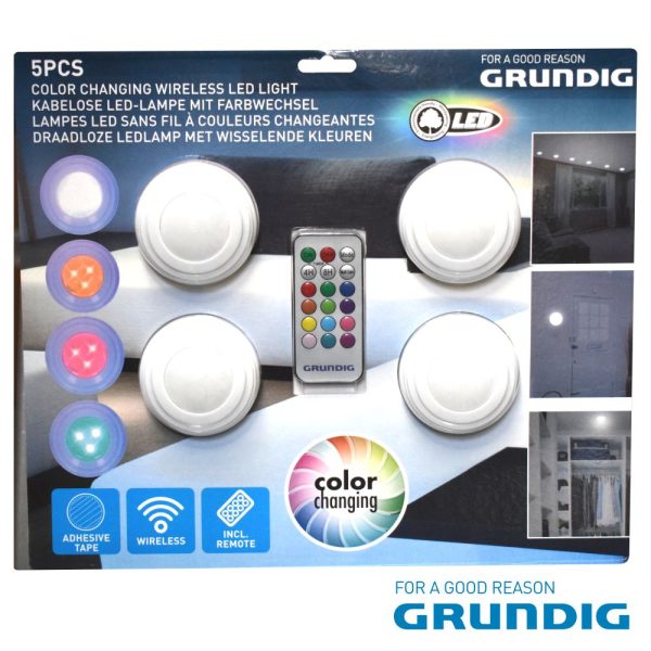 Conjunto De 4 Apliques LED RGB+W C/ Comando Grundig - (10526)