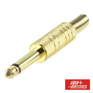 Ficha Jack 6.35mm Macho C/ Proteção Mola Dourado Mn - (13-10)