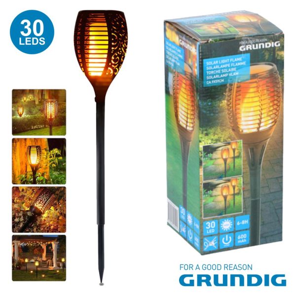 Candeeiro Exterior Solar 30 LEDS Jardim Bat 59cm Grundig - (14550)