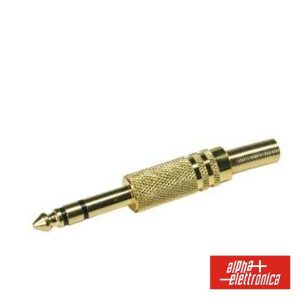 Ficha Jack 6.35mm Macho C/ Proteção Mola Dourado St - (15-10)