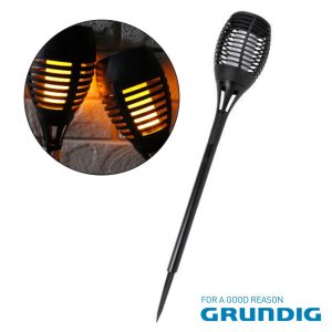 Candeeiro Exterior Solar 12 LEDS Jardim Preto GRUNDIG - (16640)