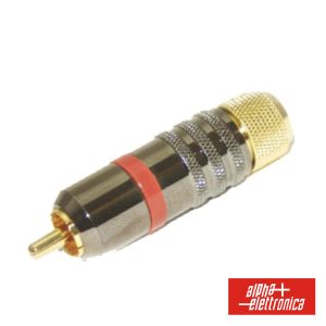 Ficha Rca Macho Polarizado/Autostring Dourado-Vermelho - (17-96R)