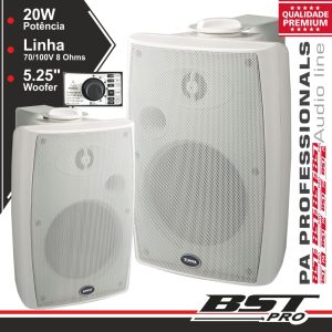 Conjunto 2 Colunas 8 Ohm 100v 30W 5.25" Brancas BSTPRO - (270TW)