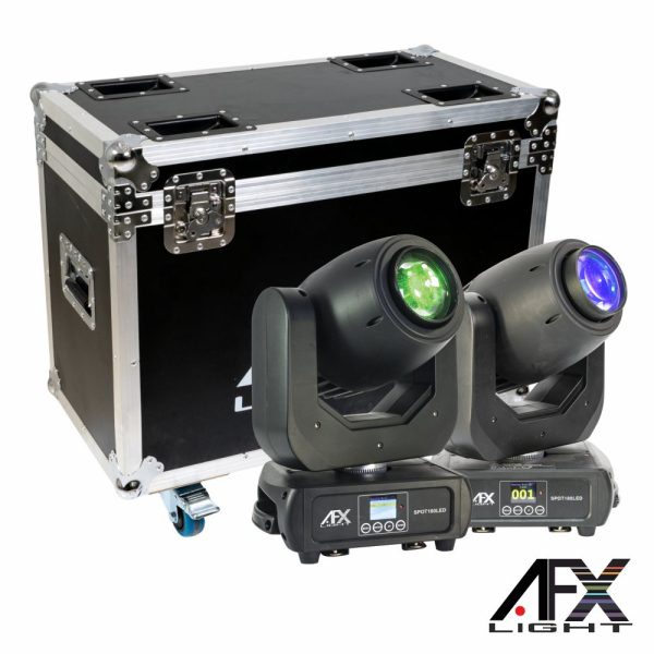 Conjunto 2 Moving Head 180W Spot C/ Mala AFXLIGHT - (2SPOT180LED-FC)