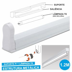 Armadura 1.2m P/ Lâmpada Tubular T8 - (31121)