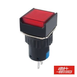 Comutador Pulsador Quadrado 230V 1 Na 1 Nf Vermelho Unipo - (330-046-1)