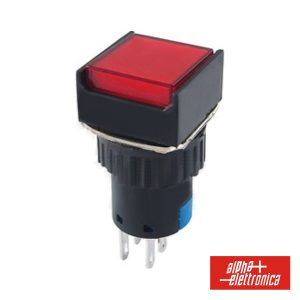 Comutador Pulsador Quadrado 230V 2 Na 2 Nf Vermelho Bipol - (330-048-1)