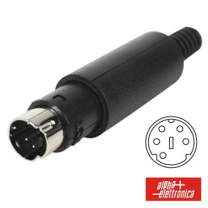 Ficha Mini Din 5p Macho Isolada Pvc P/ Soldar - (42-15)