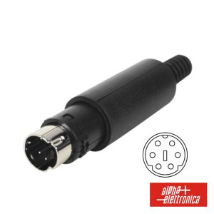 Ficha Mini Din 6p Macho Isolada Pvc P/ Soldar - (42-20)