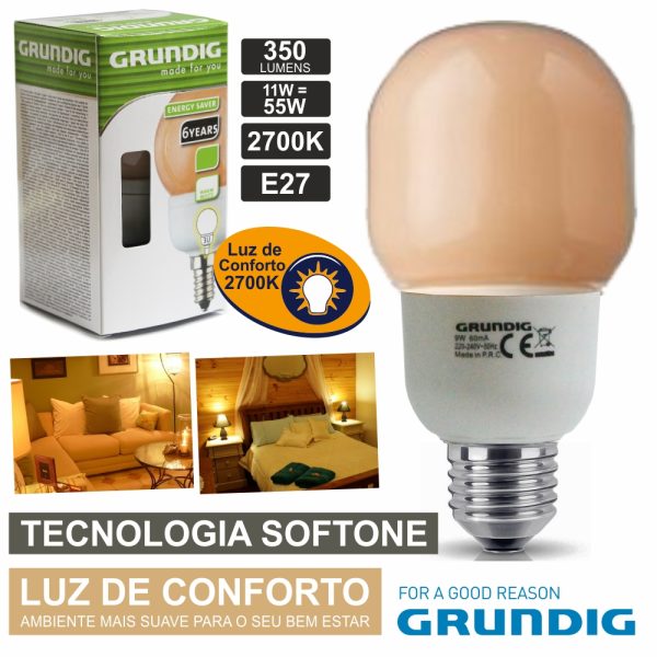 Lâmpada E27 11W=55W 230V Eco Tec. Softone 350lm Grundig - (42170259)