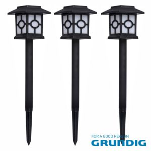 Conjunto 3 Candeeiros LED de Jardim Com Painel Solar GRUNDIG - (47651)