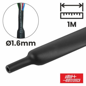 Tubo Manga Termoretráctil 1.6mm 1m Preto ALPHA - (520-M02)