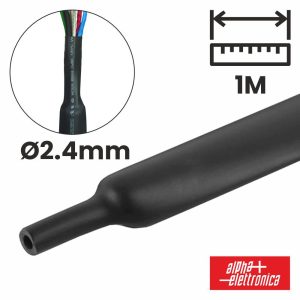 Tubo Manga Termoretráctil 2.4mm 1m Preto ALPHA - (520-M06)