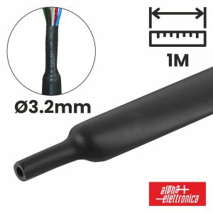 Tubo Manga Termoretráctil 3.2mm 1m Preto ALPHA - (520-M10)