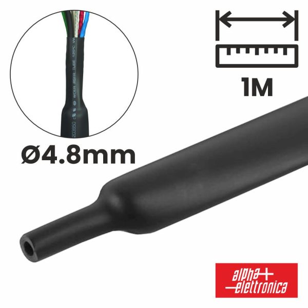 Tubo Manga Termoretráctil 4.8mm 1m Preto ALPHA - (520-M14)