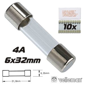 Fusível 6x32 Fusão Rápida 4A (10X) VELLEMAN - (6FF4N)