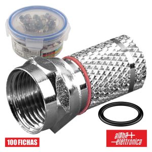 Ficha F Fêmea Niquelada  Hq P/ Cabo 6.8mm RG6 C/ 2 O-Ring - (86-014T/2)