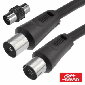 Cabo Coaxial Macho/Fêmea + Adaptador Preto 2m - (87-012/02B)