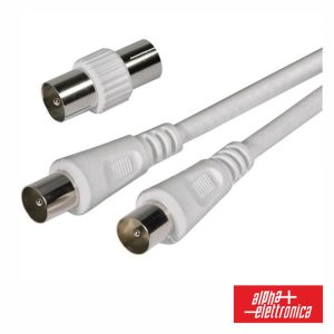 Cabo Coaxial Macho/Fêmea + Adaptador Branco 2m - (87-012W/02B)