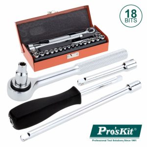 Conjunto De Chave Roquete C/ 18 Bits E Extensor PROSKIT - (8PK-SD016)