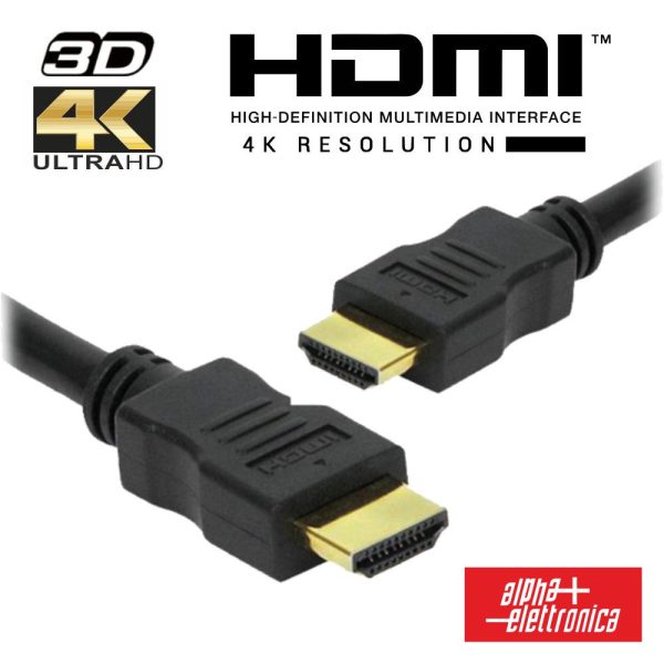 Cabo HDMI Dourado Macho / Macho 2.2 4K Preto 1.5m ALPHA - (93-591G1/015)