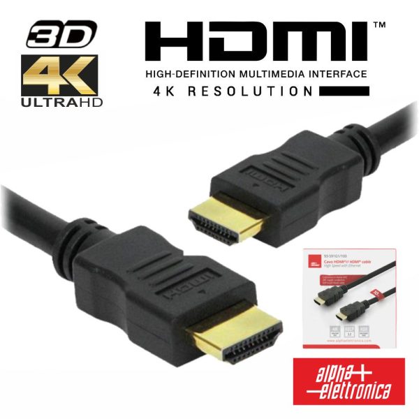 Cabo HDMI Dourado Macho / Macho 2.2 4K Preto 10m ALPHA - (93-591G1/100)