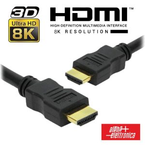 Cabo HDMI Dourado Macho / Macho 2.2 8K Preto 2m ALPHA - (93-591G3/020)