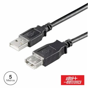 Cabo USB-A 2.0 Macho / USB-A Fêmea 5m Preto Polybag - (95-601/5NB)