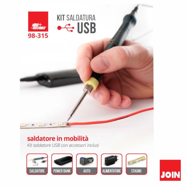 Kit Soldadura USB Ferro 8W Solda/Alimentador/Powerbank - (98-315)