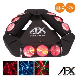 Projetor Luz C/ 9 LEDS 12W CREE RGBW 3 Barras DMX AFXLIGHT - (9BEAM-FX)