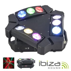 Projetor Luz C/ 9 LEDS 10W CREE RGBW 3 Barras DMX IBIZA - (9BEAM-MINI)