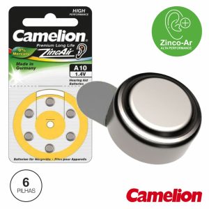 Pilha Botão Pr70 / A10 1.4V 90ma 6x Blister CAMELION - (A10-BP6)