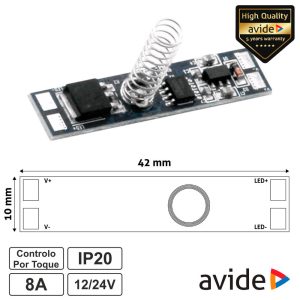 Controlador Mini Sensor Touch p/ Fita LED 12/24V 8A AVIDE - (AAP-MINICTRL-T)