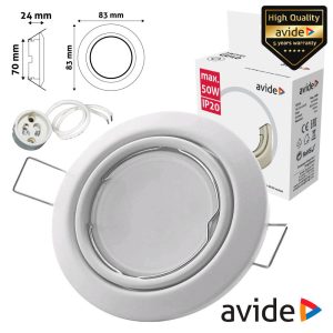 Aro Redondo Ajustável Cónico Branco P/ MR16-GU10 AVIDE - (ABGU10F-CS-W)