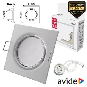 Aro Quadrado Ajustável Branco P/ MR16-GU10 AVIDE - (ABGU10F-SS-W)