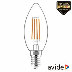 Lâmpada LED E14 Vela Filamento 4.5W 230V 4000K 470lm AVIDE - (ABLFC14NW-4.5W)