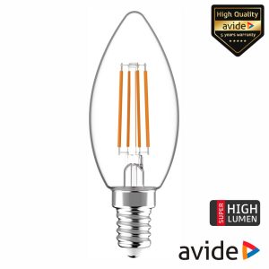 Lâmpada LED E14 Vela Filamento 4.9W 230V 4000K 806lm AVIDE - (ABLFC14NW-4.9W-SHL)