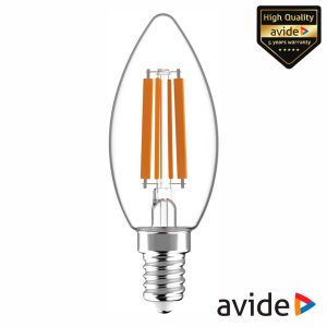 Lâmpada LED E14 Vela Filamento 6.5W 230V 4000K 806lm AVIDE - (ABLFC14NW-HL-6.5W)