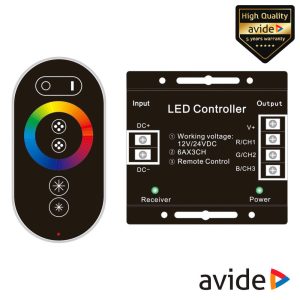 Controlador P/ Fita LEDS RGB 12V C/ Comando Touch AVIDE - (ABLS12V6TKRGB-RFC)