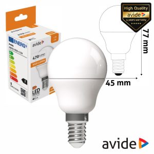 Lâmpada LED E14 Globo G45 4.5W 230V 4000K 470lm AVIDE - (ABMG14NW-4.5W)