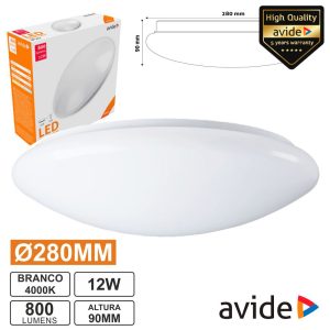 Aplique LED Redondo 12W 280mm 4000k 800lm Cordelia AVIDE - (ACLO28NW-12W)