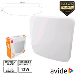 Aplique Quadrado12W 90mm 4000k 800lm AVIDE - (ACLO28NW-S-12W)