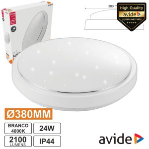 Aplique LED Redondo 24W 380mm 4000k 2100lm Alice AVIDE - (ACLO38NW-24W-AL)