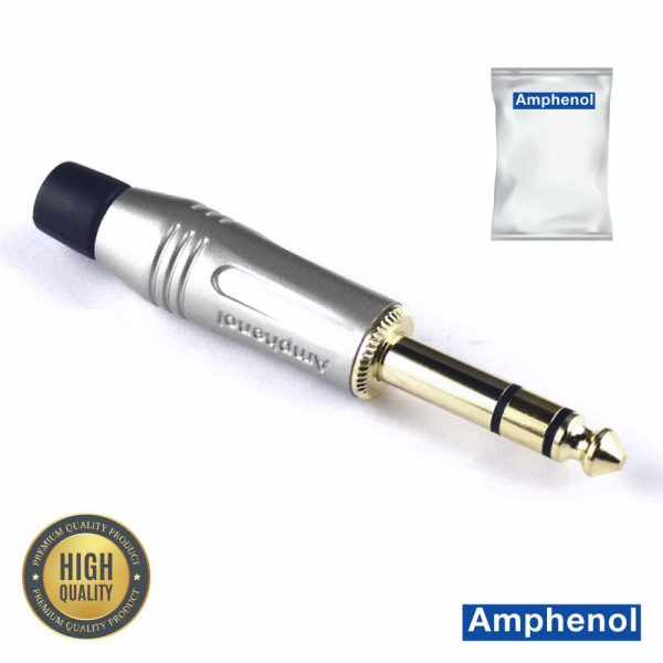 Ficha Jack 6.35mm Macho Stereo Dourada AMPHENOL - (ACPS-GN-AU)