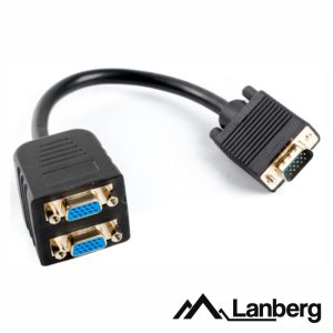 Cabo Adaptador Profissional VGA M/F/F Dourado LANBERG - (AD-0020-BK)