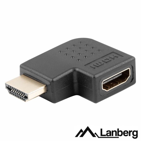 Ficha Adaptadora HDMI Macho / Fêmea Angular 90º Esq. LANBERG - (AD-0035-BK)